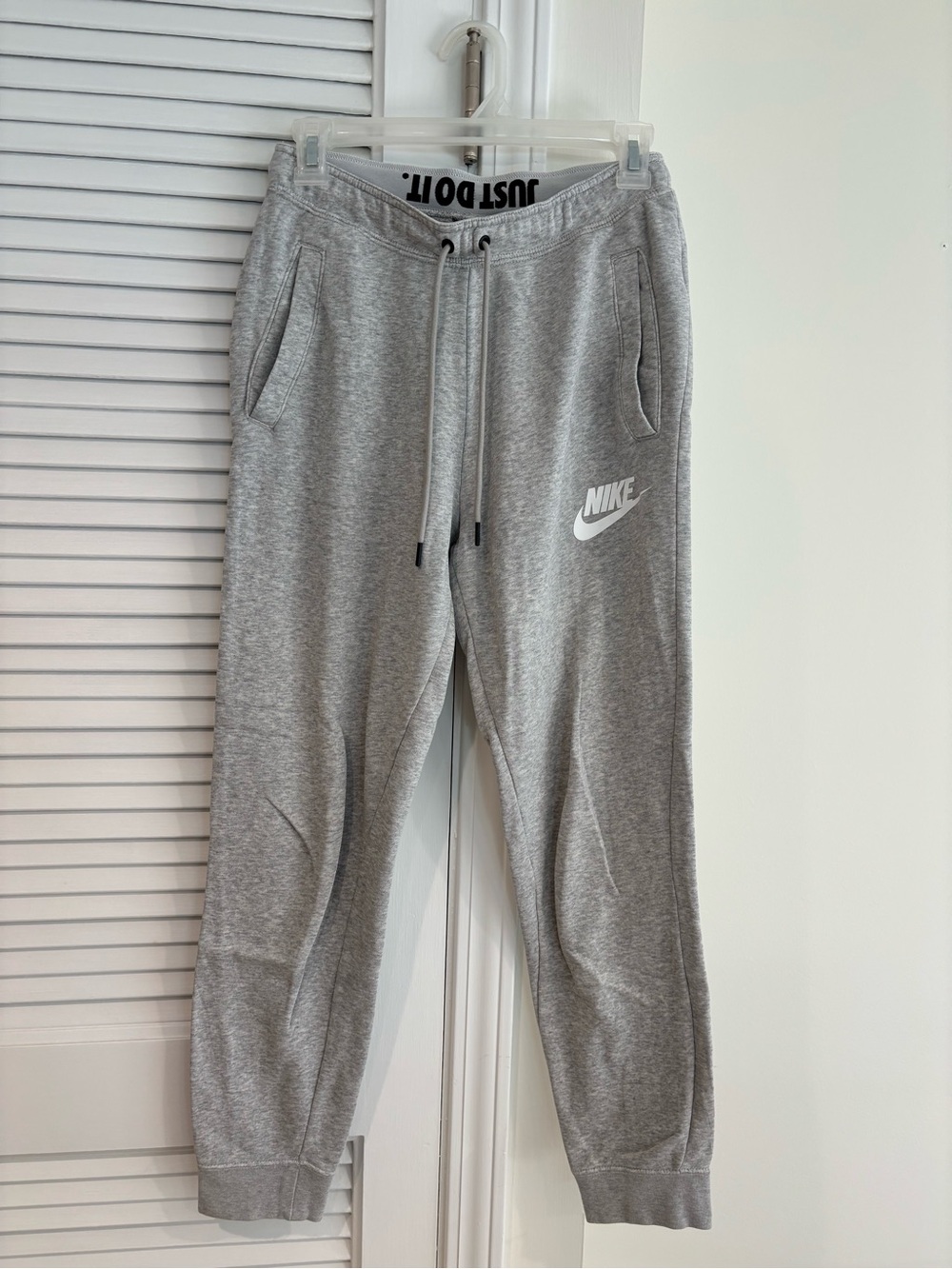 Nike Light Gray Fleece Joggers with Swoosh